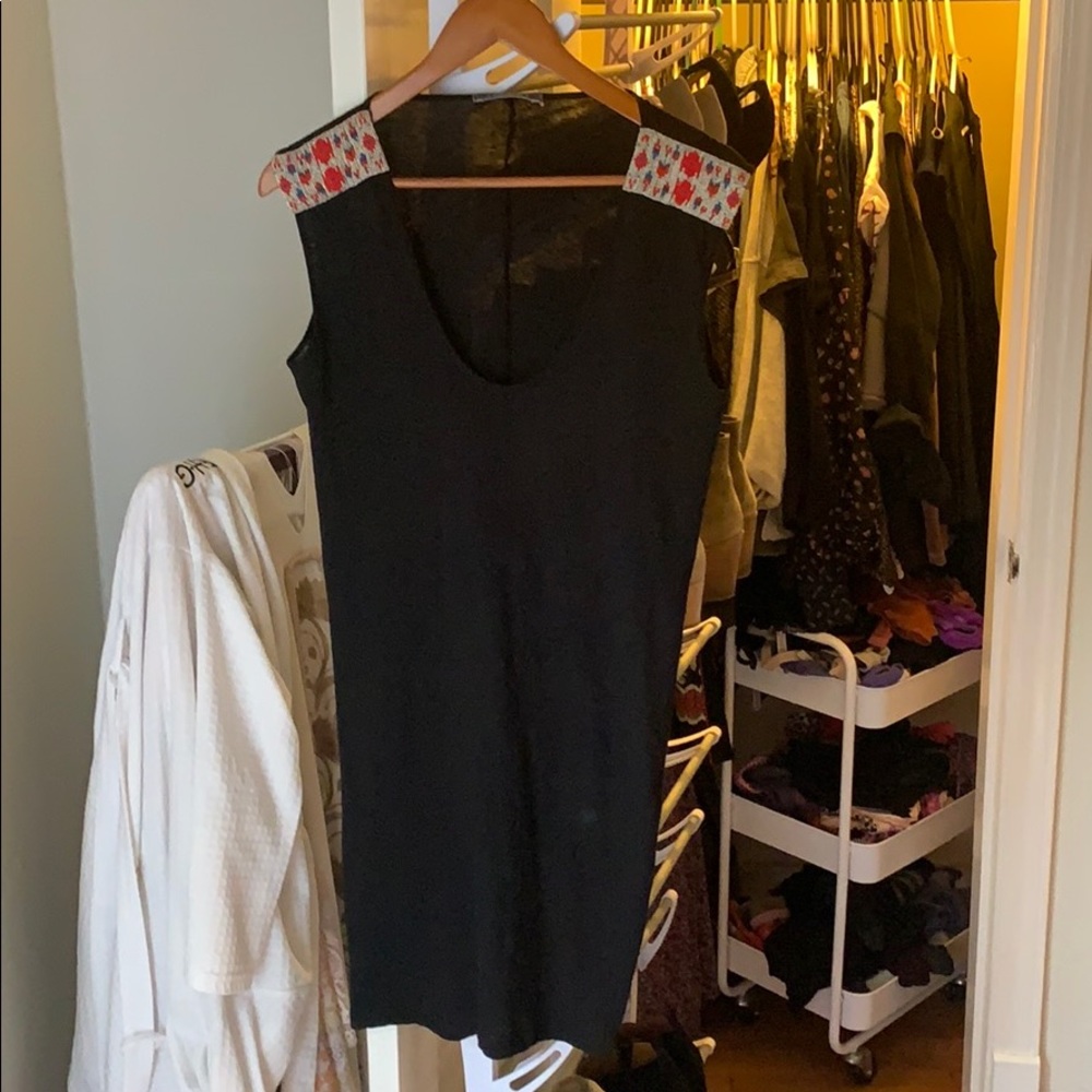 Anthropologie black beaded mini dress